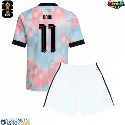 Otroški Nogometni dresi Belgija Jeremy Doku #11 Gostujoči SP 2026 Kratek Rokav (+ Kratke hlače)